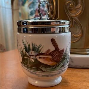 Royal Worcester Porcelain Egg Coddler Wren In Wild Grass Vintage Made England